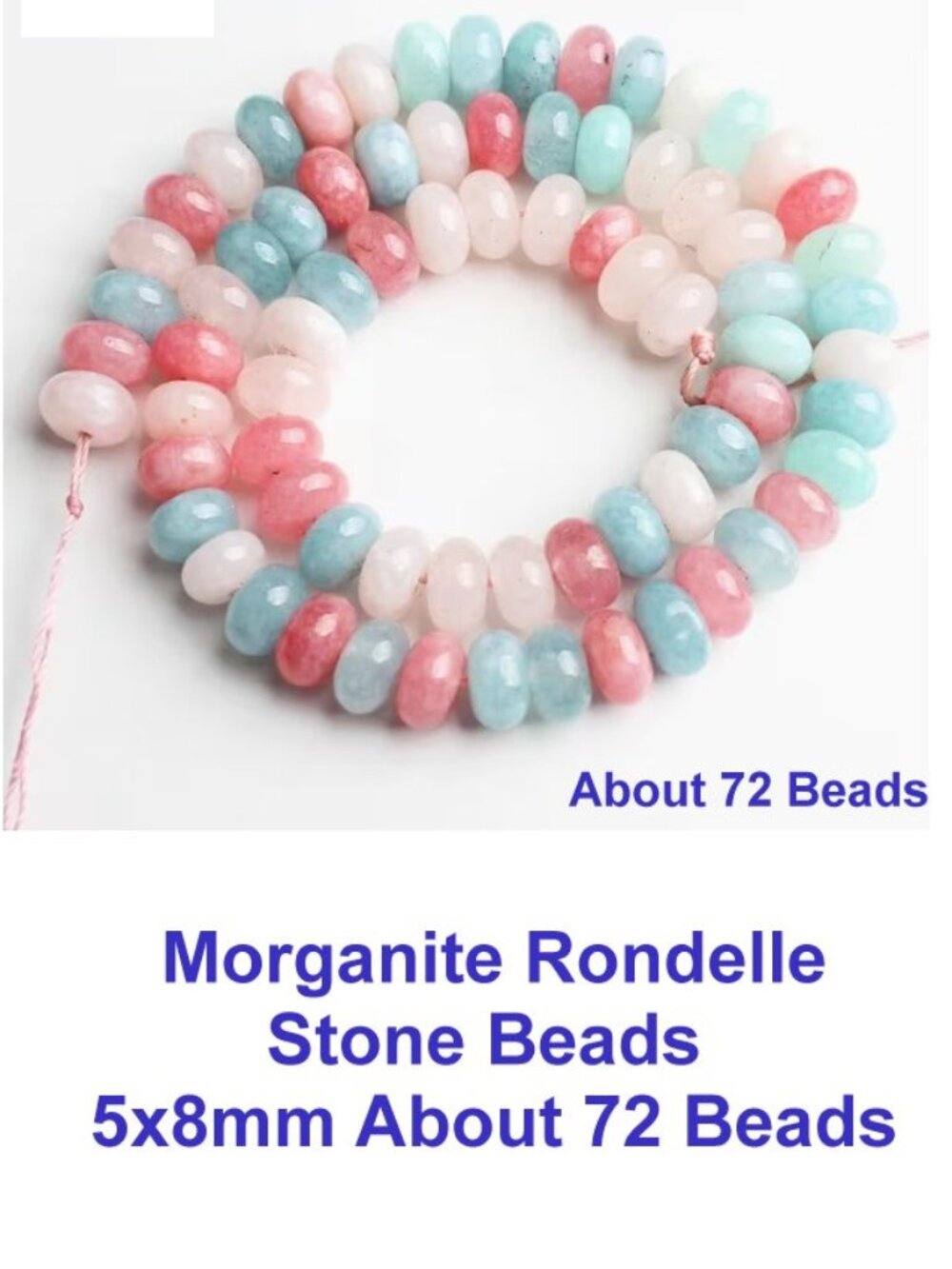 Morganite Rondelle Stone Beads  5x8mm About 72 Beads